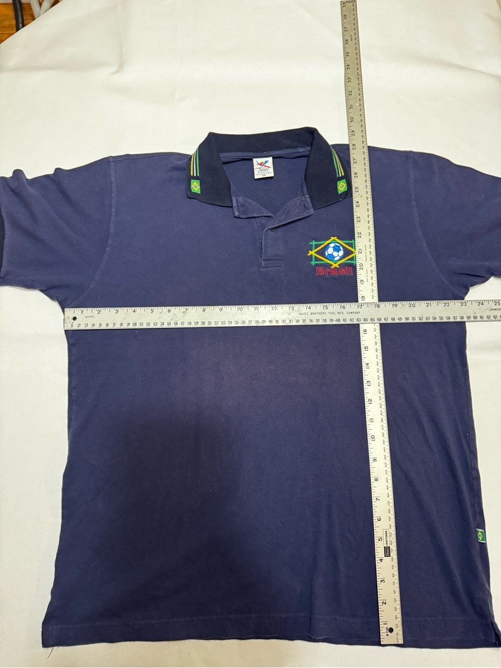 Men's Navy Polo Shirt with Brazil Crest - Picture 2 of 4